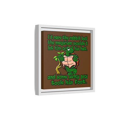 turtle race - framed canvas art (brown)