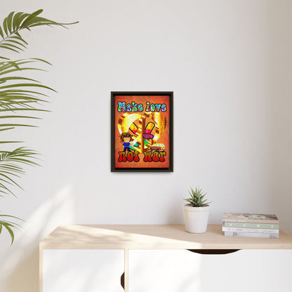 love peace - framed canvas art (burnt orange)