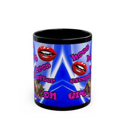 hoes b4 bros - Black Mug (blue-white wave)