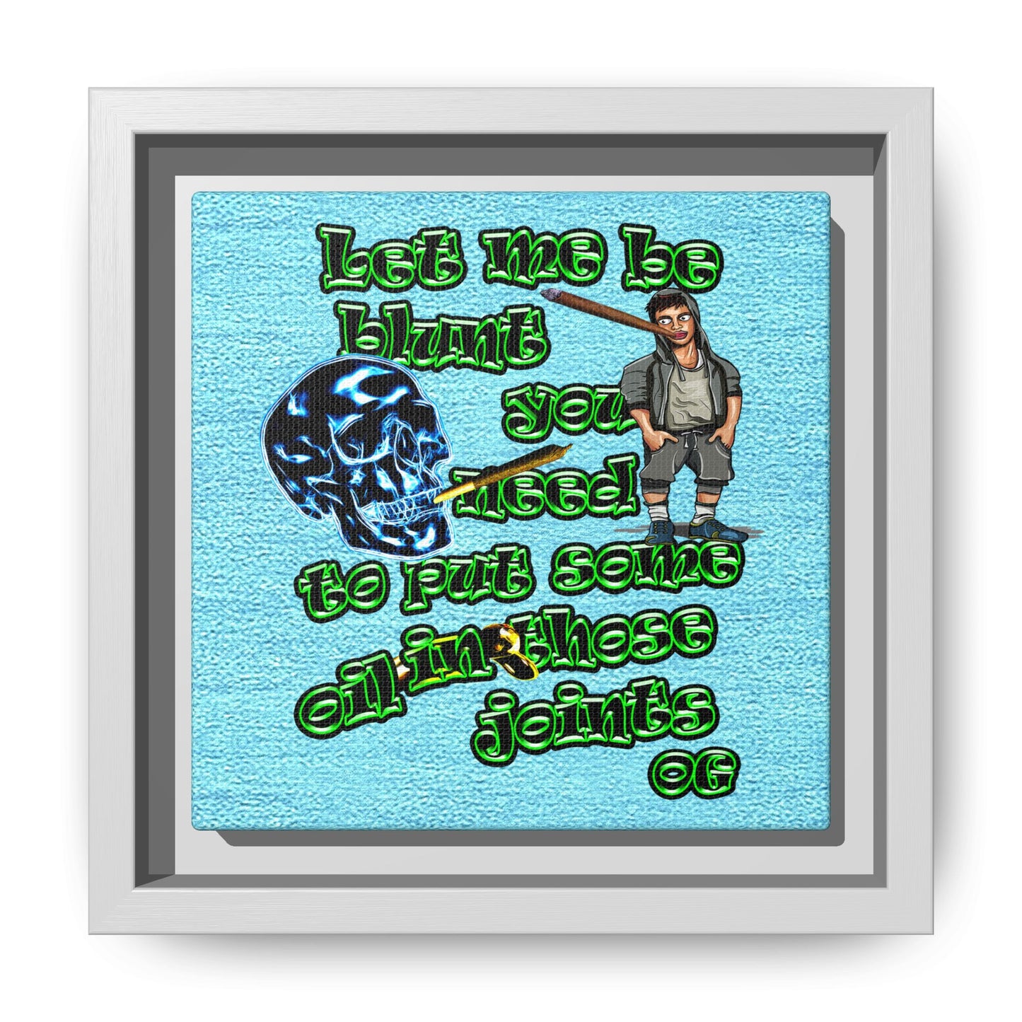 og - framed canvas art (faded blue)