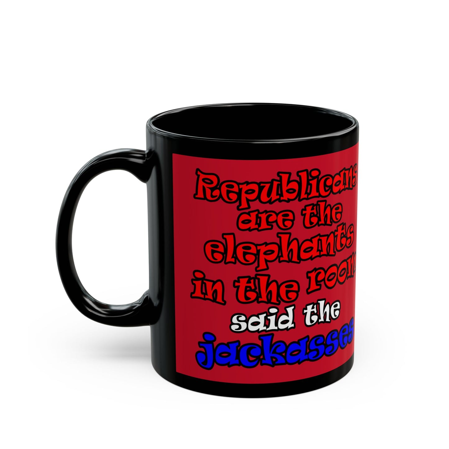 donkeys and elephants - Black Mug (dark red)