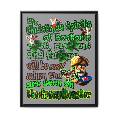 christmas spirits of boston - framed canvas art (grey)
