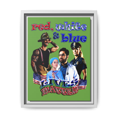 rw&b lives matter - framed canvas art (green)