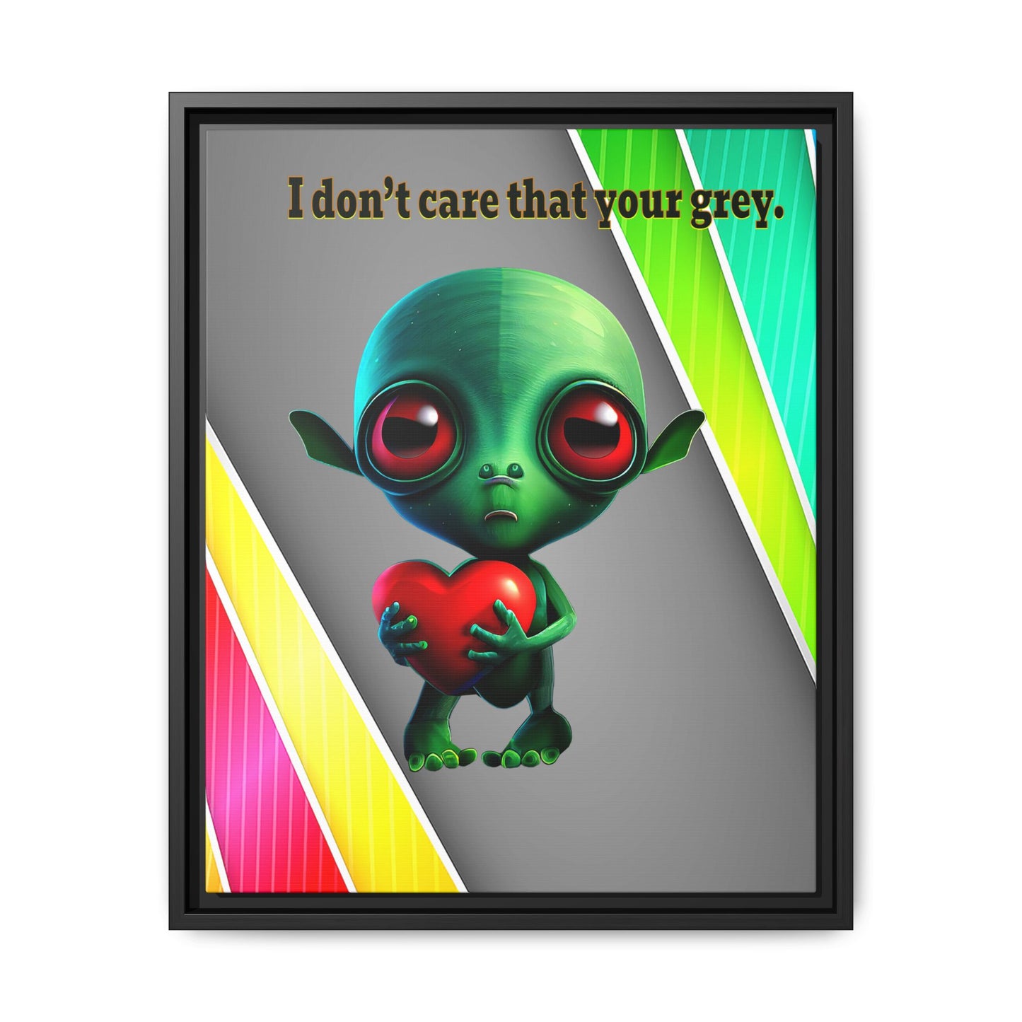 I don't care that your grey - framed canvas art (rainbow split)