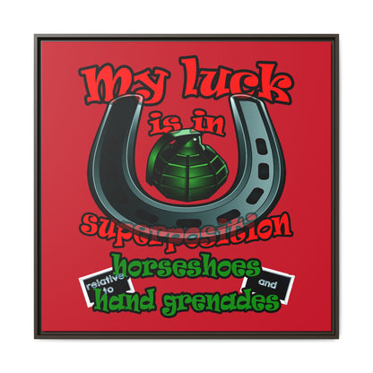 my luck - framed canvas art (dark red)