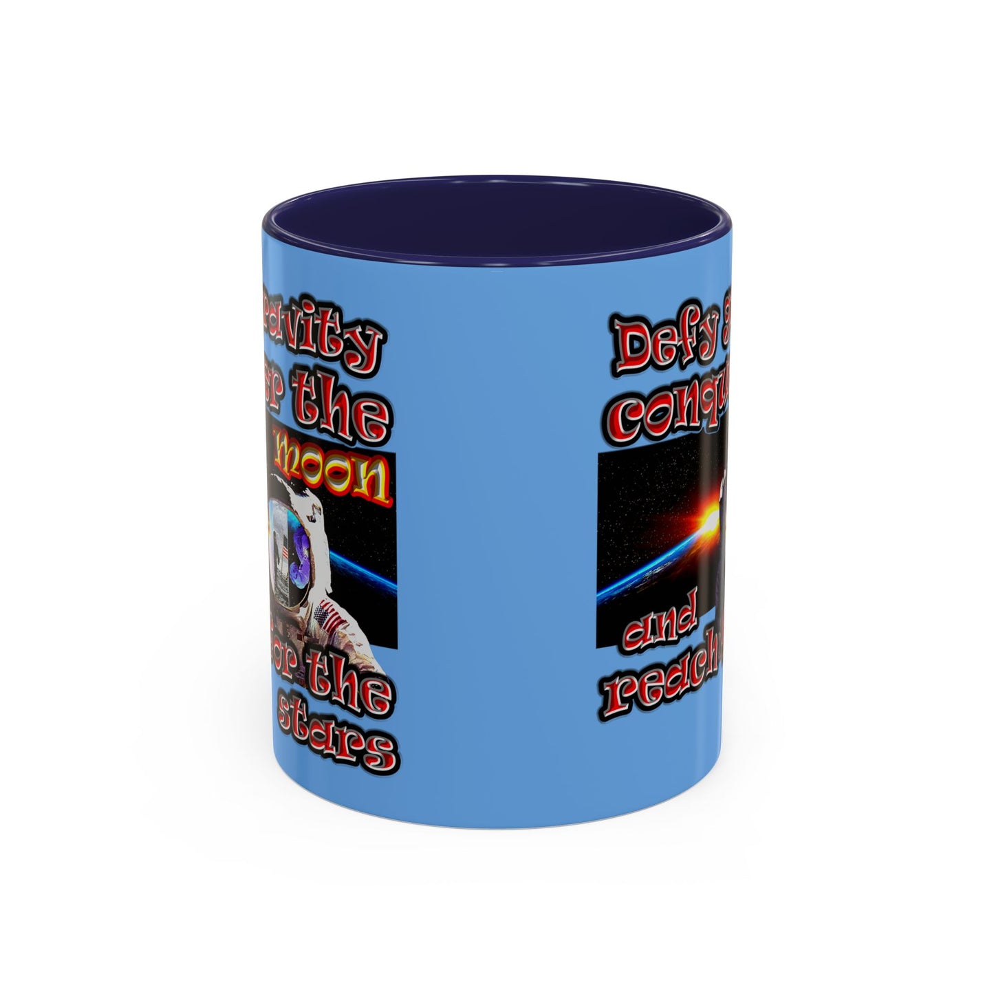 defy conquer reach - Accent Mug (light blue)