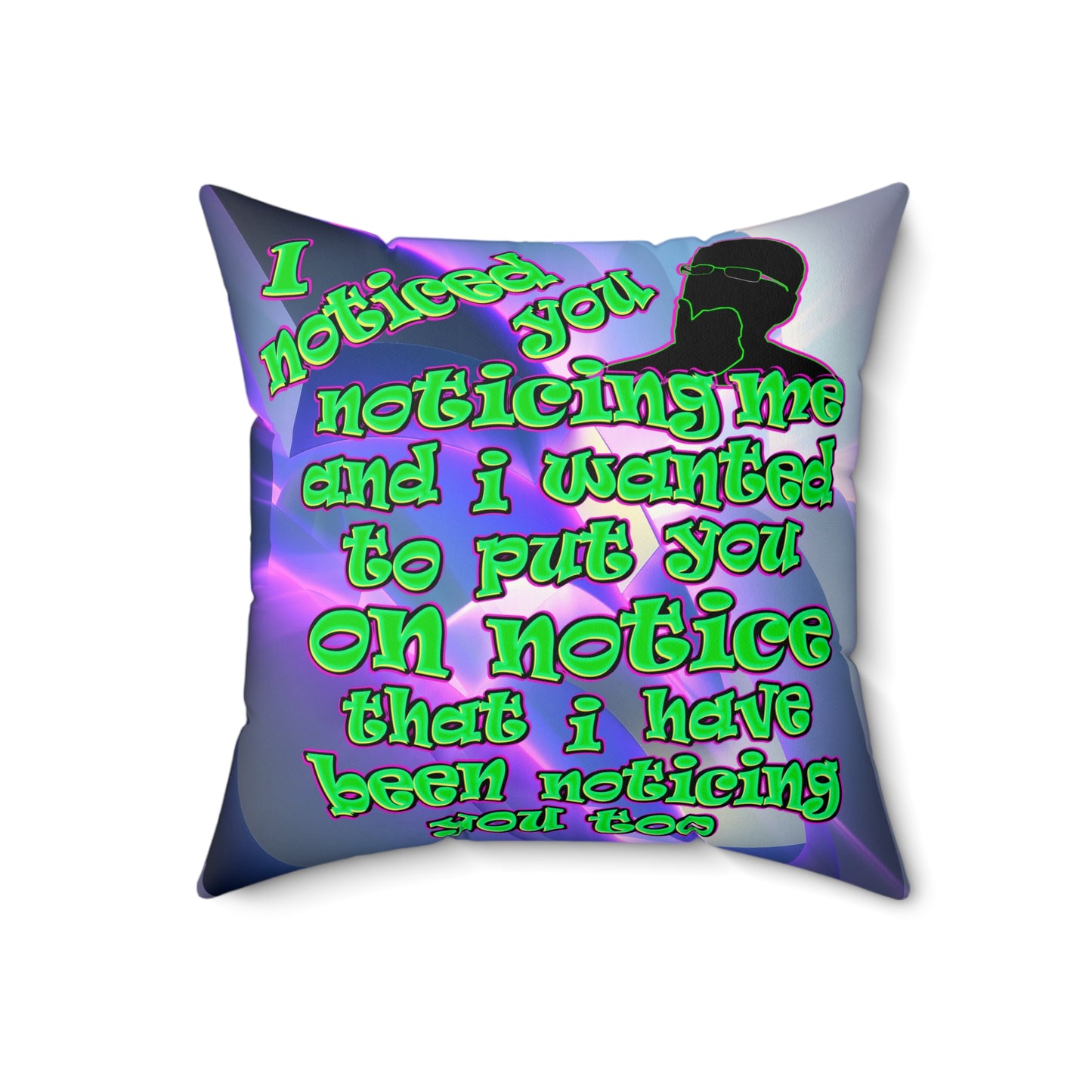 noticed you noticing - Spun Polyester Square Pillow - (grey-pink wave)