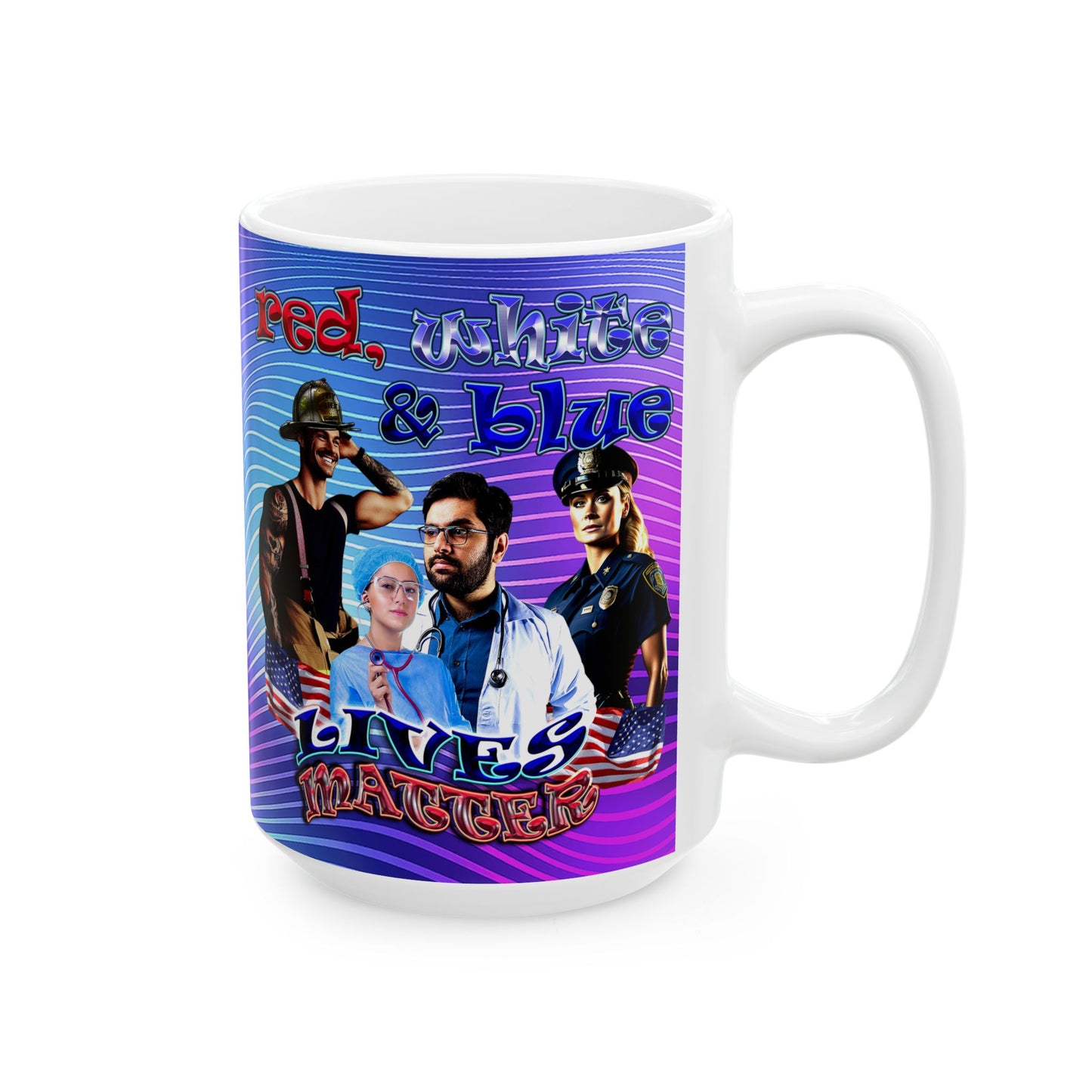 rw&b lives matter - White Mug (purple wave)