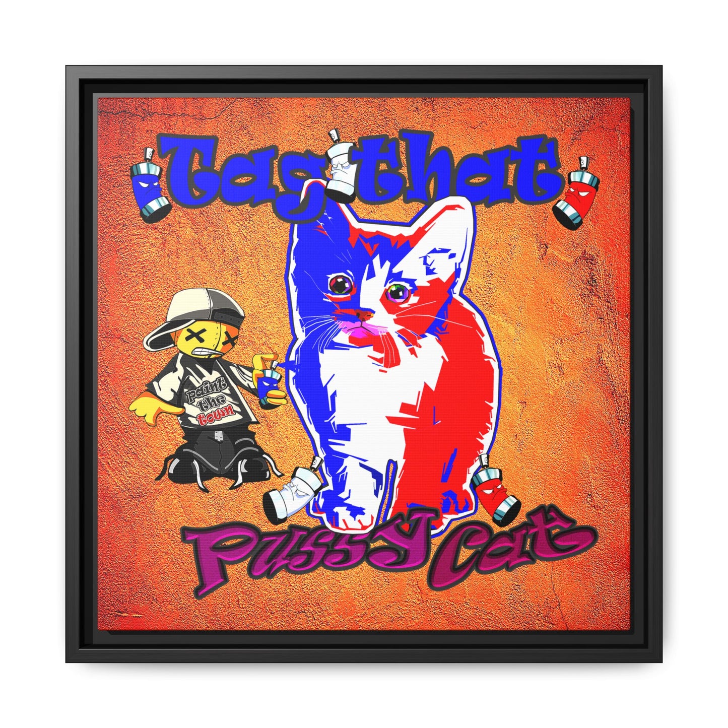 tag that - framed canvas art (burnt orange)