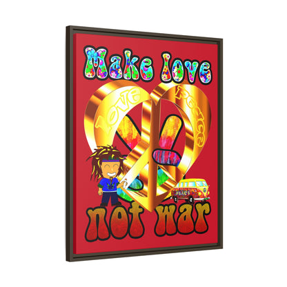 love peace - framed canvas art (dark red)