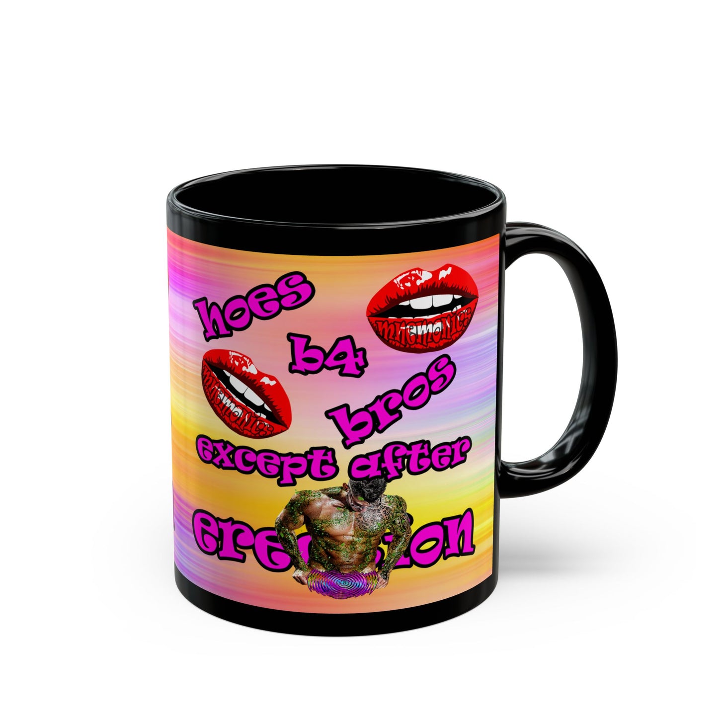 hoes b4 bros - Black Mug (color blur)
