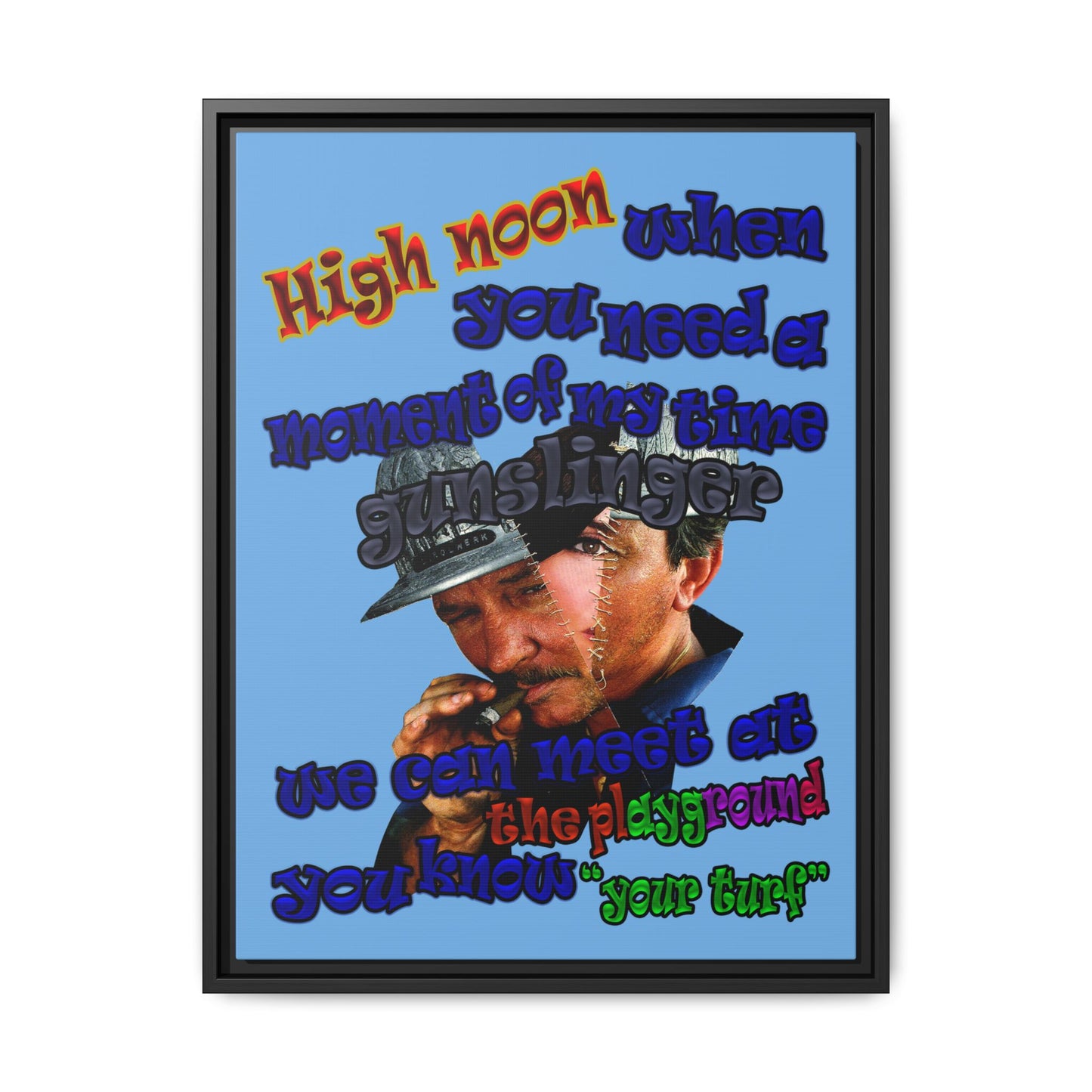 high noon - framed canvas art (light blue)