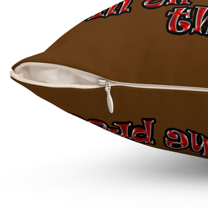 schrodinger's cat - Spun Polyester Square Pillow - (brown)