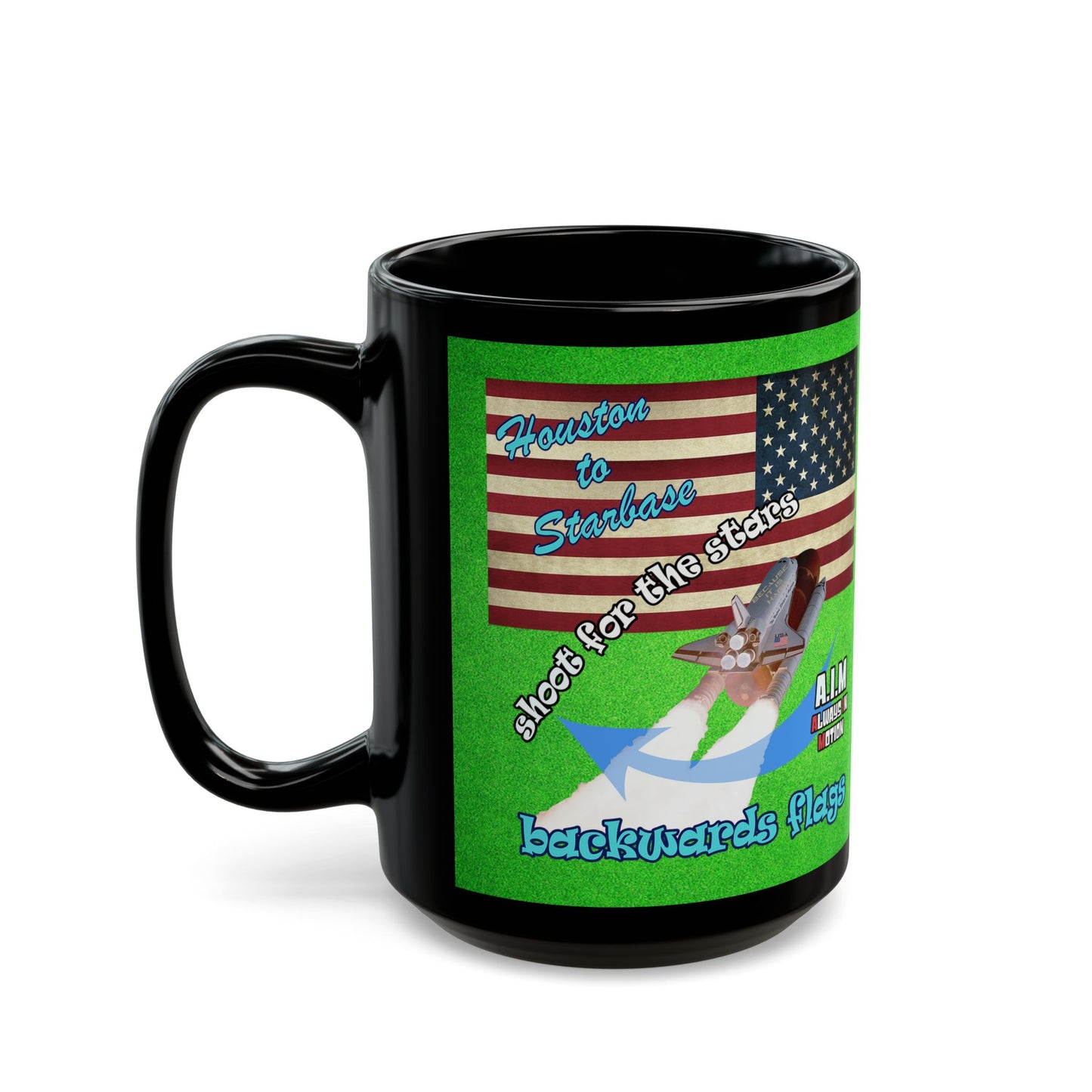 shoot for the stars - Black Mug (green turf)