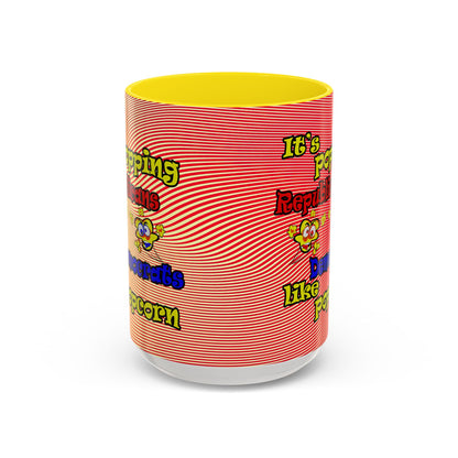 popping like popcorn - Accent Mug (yellow-orange wave)