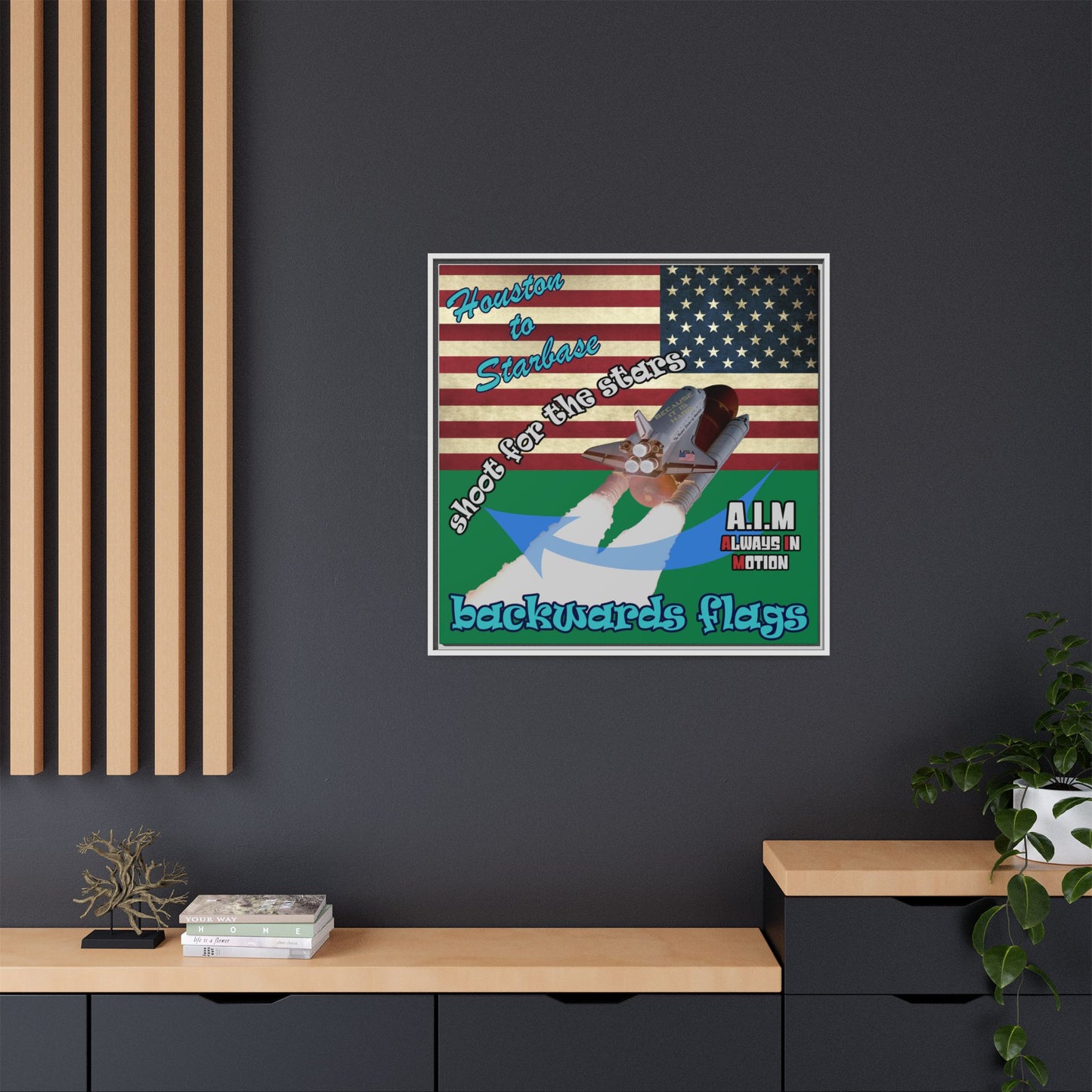 shoot for the stars - framed canvas art (dark green)
