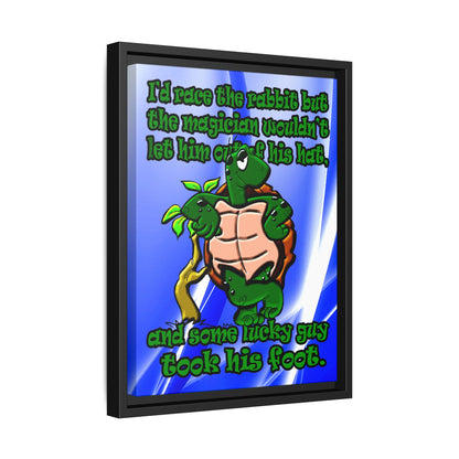 turtle race - framed canvas art (blue-white wave)