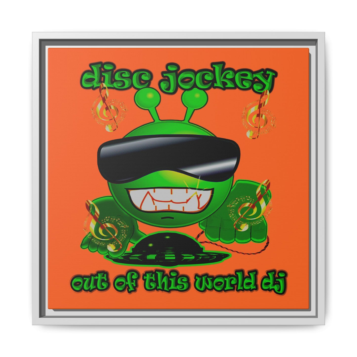 disc jockey - framed canvas art (orange)