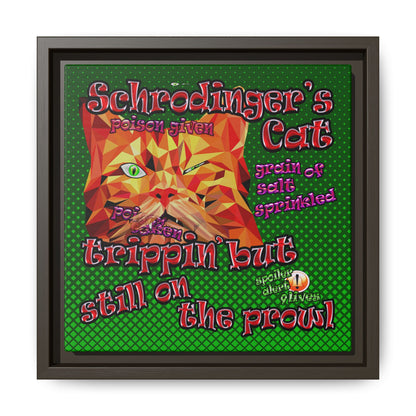 schrodinger's cat - framed canvas art (logo green)
