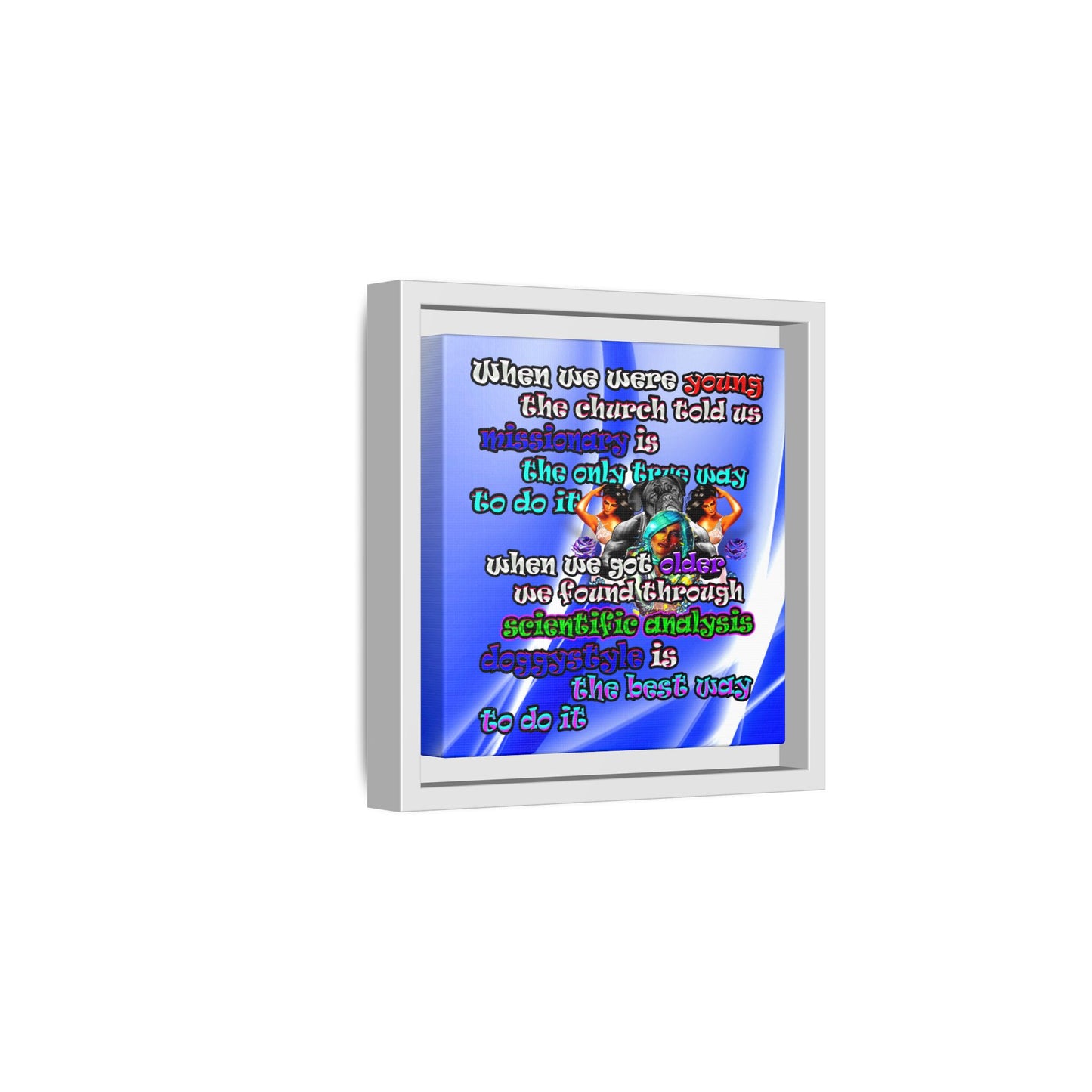 doggystyle - framed canvas art (blue-white wave)