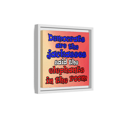 donkeys and elephants - framed canvas art (yellow-orange wave)
