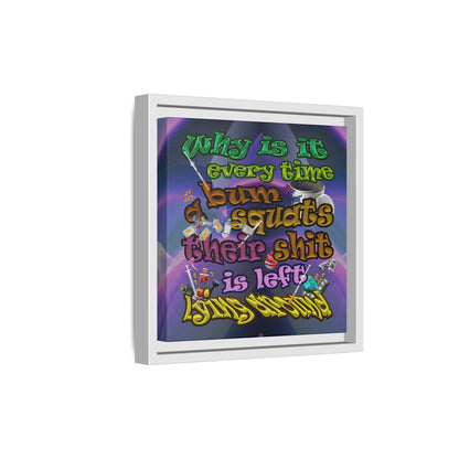 the bum's shit - framed canvas art (grey-pink wave)