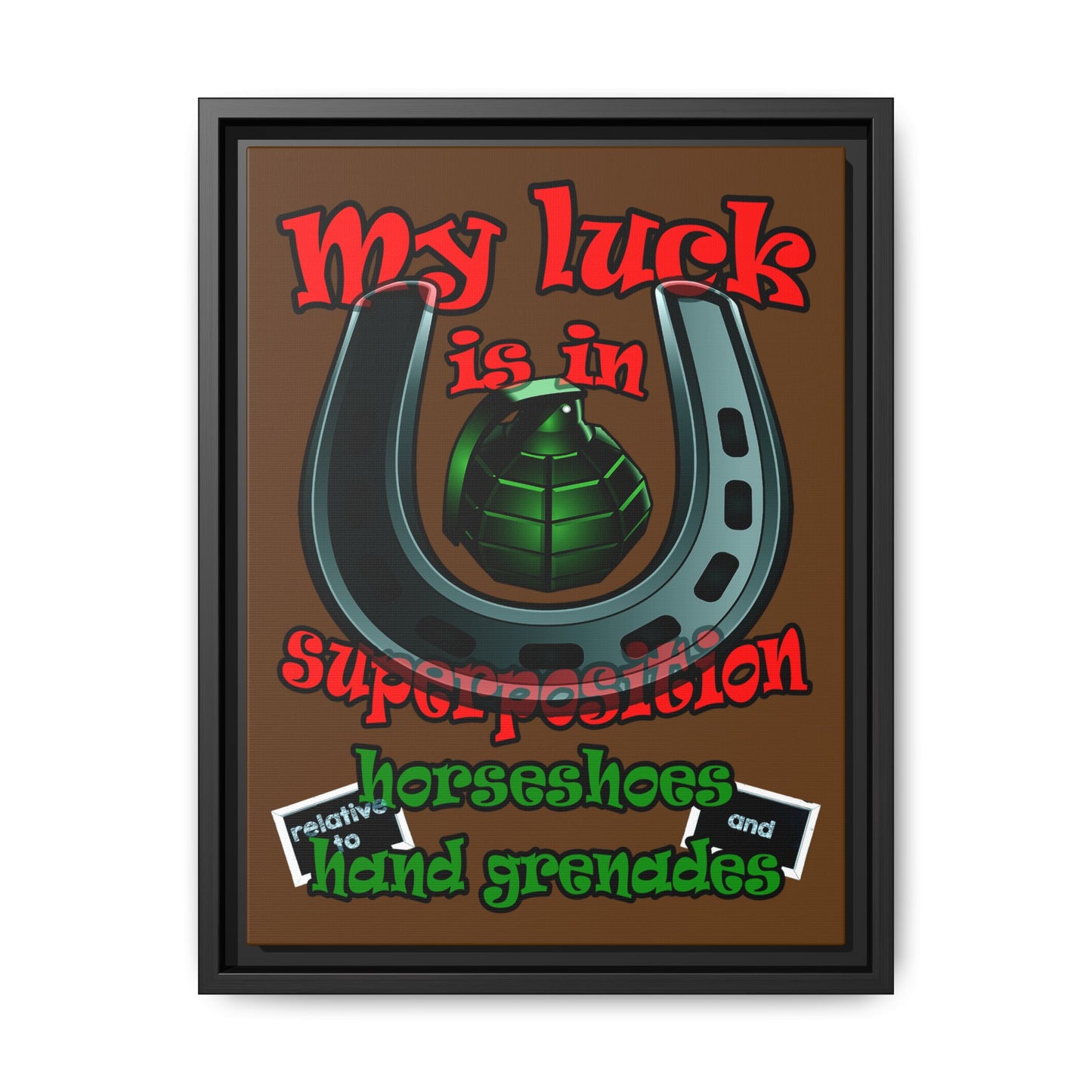 my luck - framed canvas art (brown)