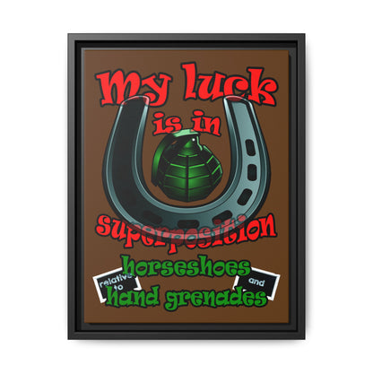 my luck - framed canvas art (brown)