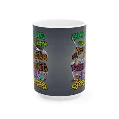 the bum's shit - White Mug (grey-light grey)