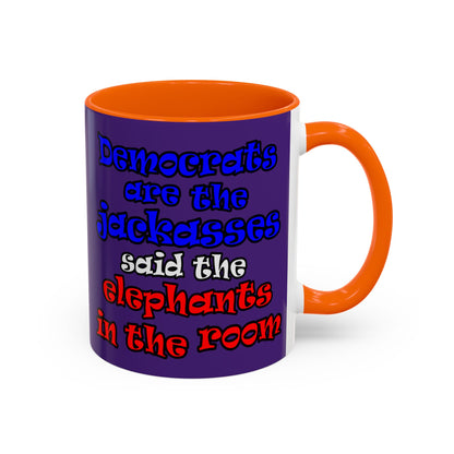 donkeys and elephants - Accent Mug (purple)