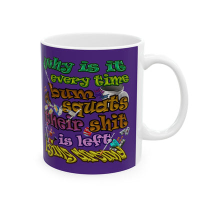 the bum's shit - White Mug (purple)
