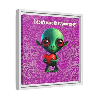 I don't care that your grey - framed canvas art (pink swirl)