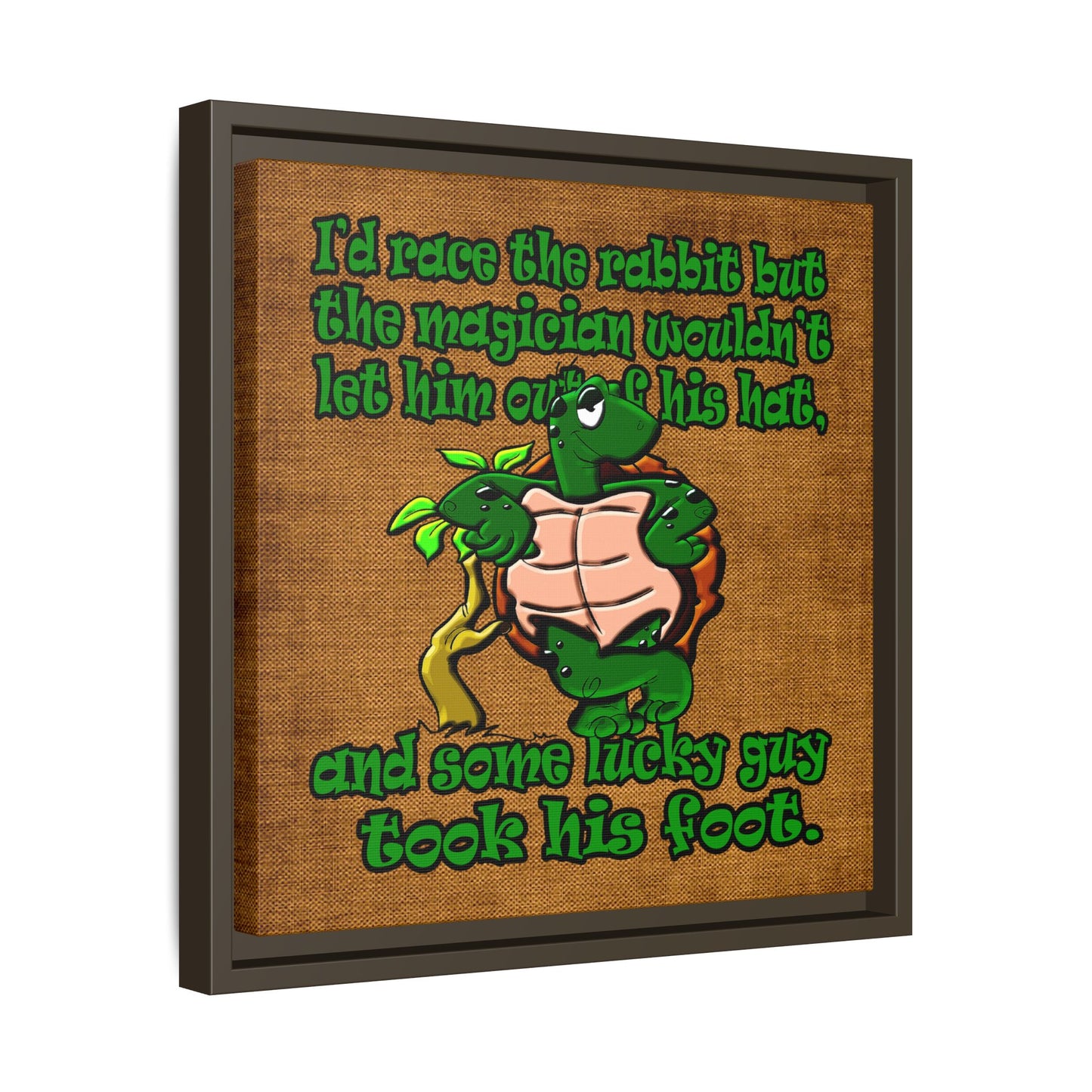 turtle race - framed canvas art (brown papyrus)