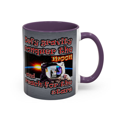 defy conquer reach - Accent Mug (brushed nickel)