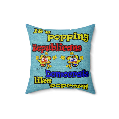 popping like popcorn - Spun Polyester Square Pillow - (faded dark blue)