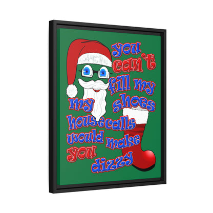 santa's shoes - framed canvas art (dark green)