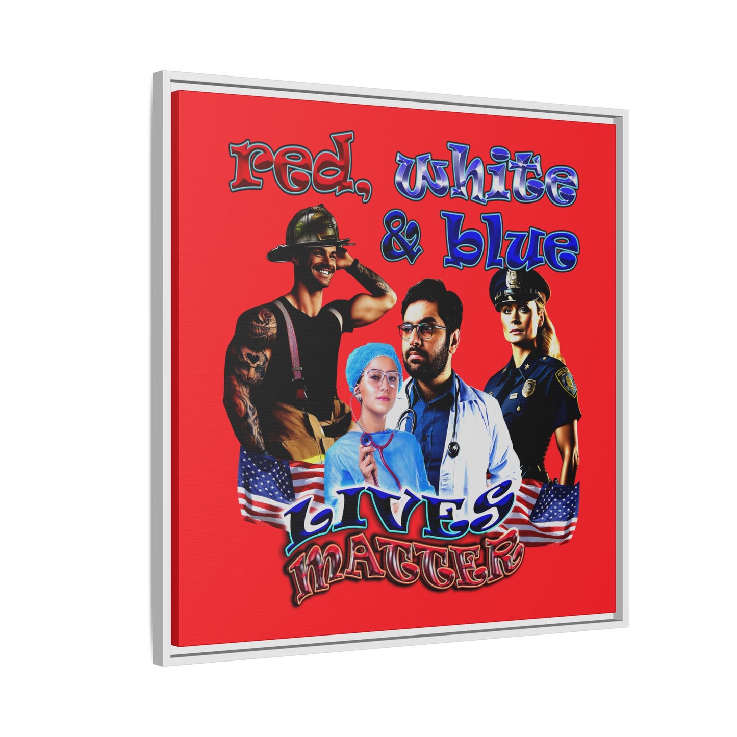 rw&b lives matter - framed canvas art (red)