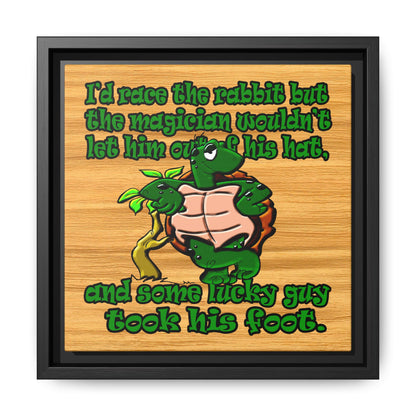 turtle race - framed canvas art (butterscotch wood finish)