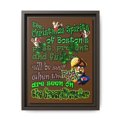 christmas spirits of boston - framed canvas art (brown)