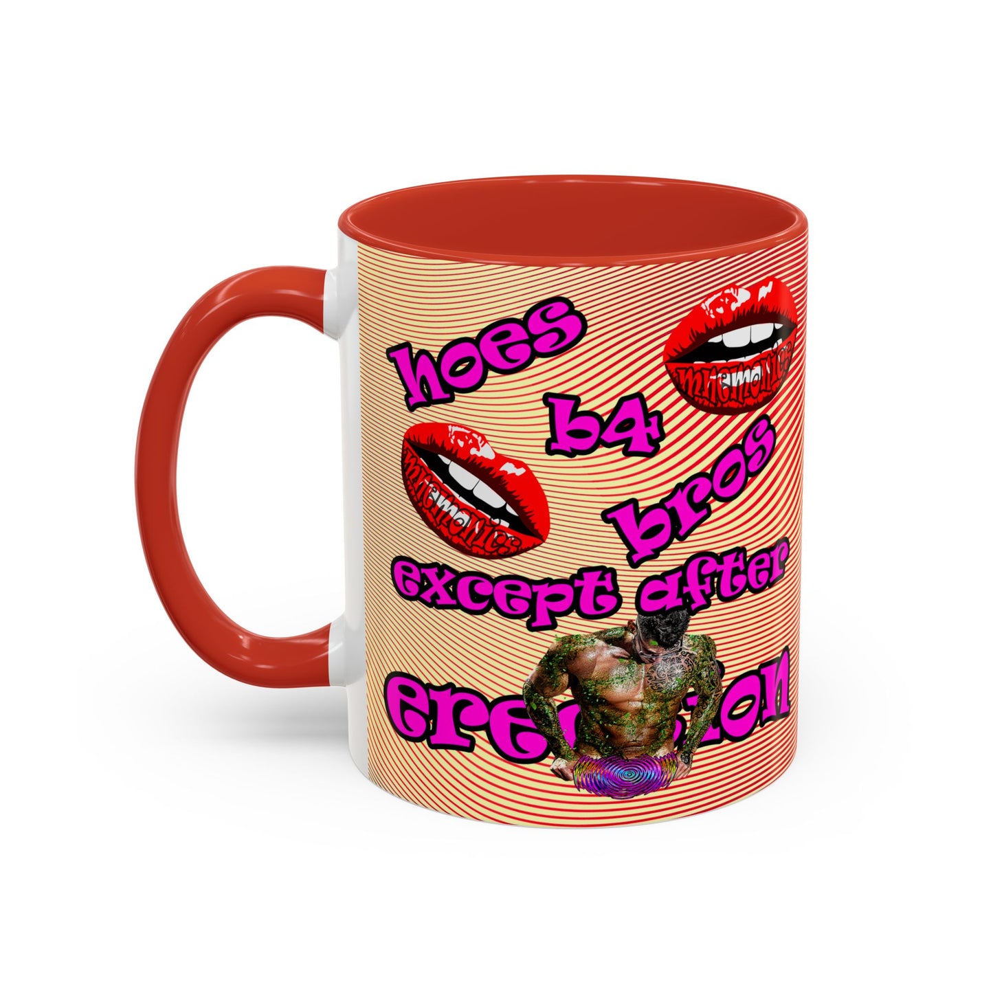 hoes b4 bros - Accent Mug (yellow-orange wave)