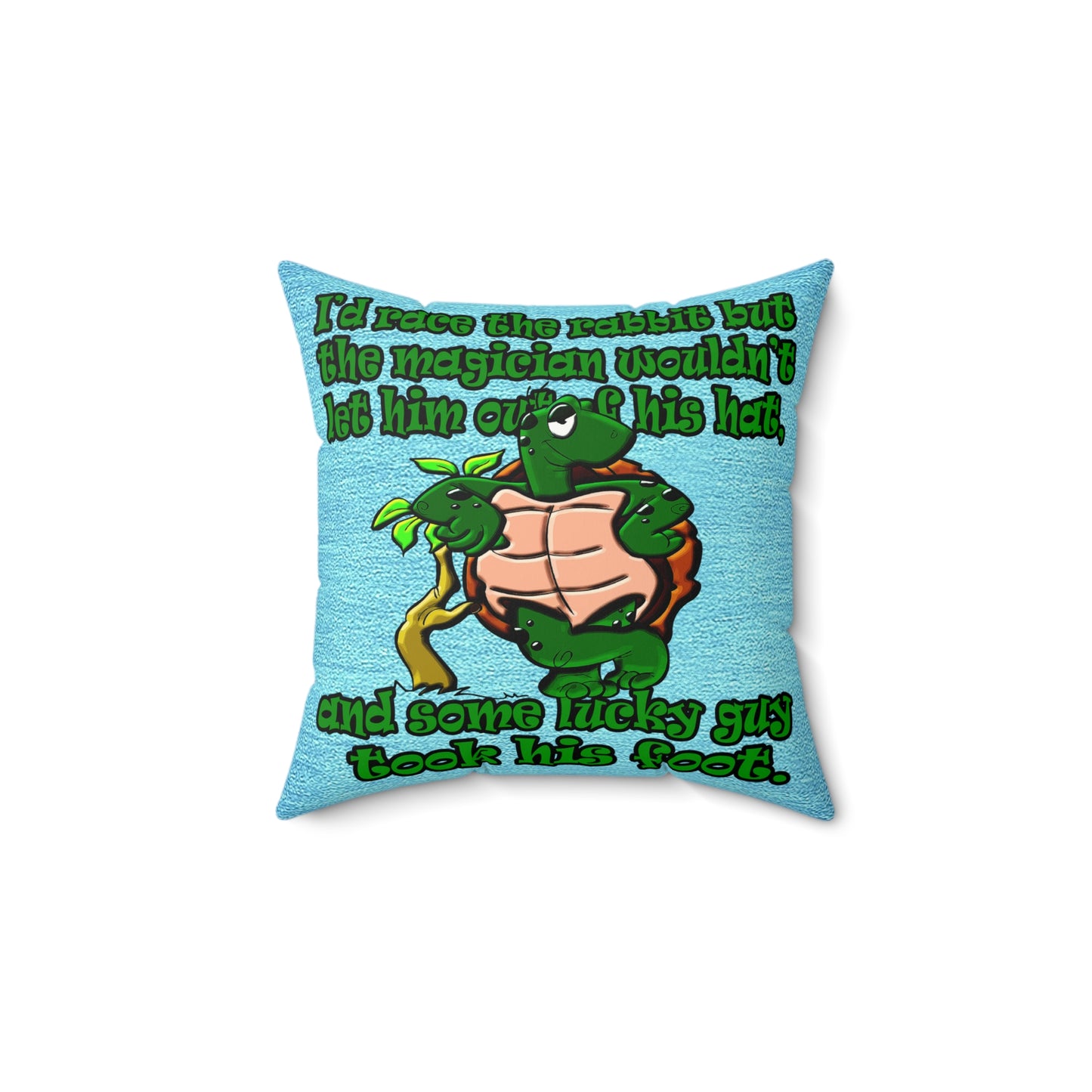 turtle race - Faux Suede Square Pillow - (faded dark blue)