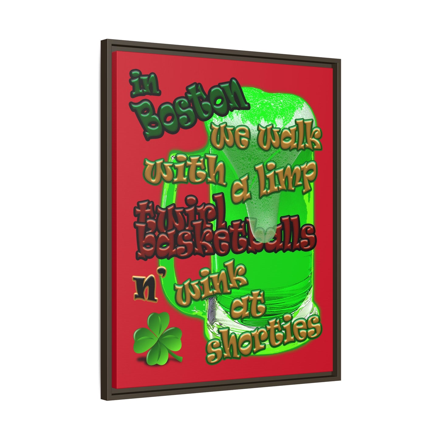 celtics logo - framed canvas art (dark red)