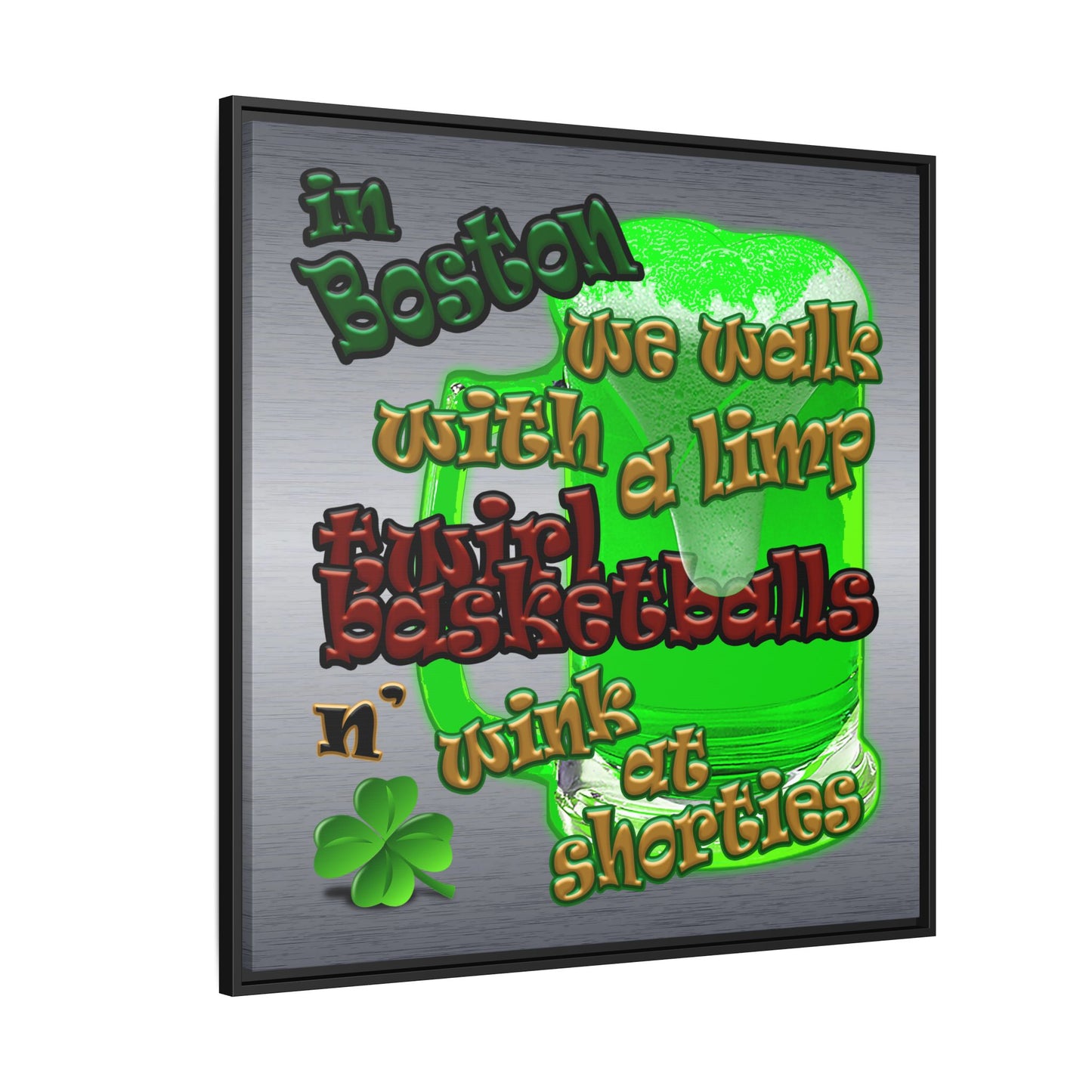 celtics logo - framed canvas art (brushed nickel)