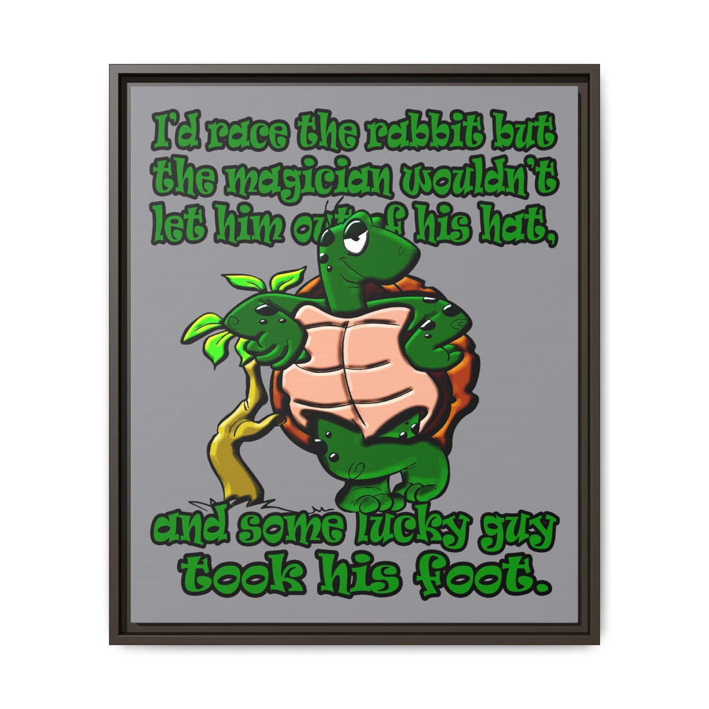 turtle race - framed canvas art (grey)