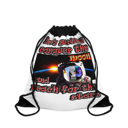 defy conquer reach - Drawstring Bag (white)
