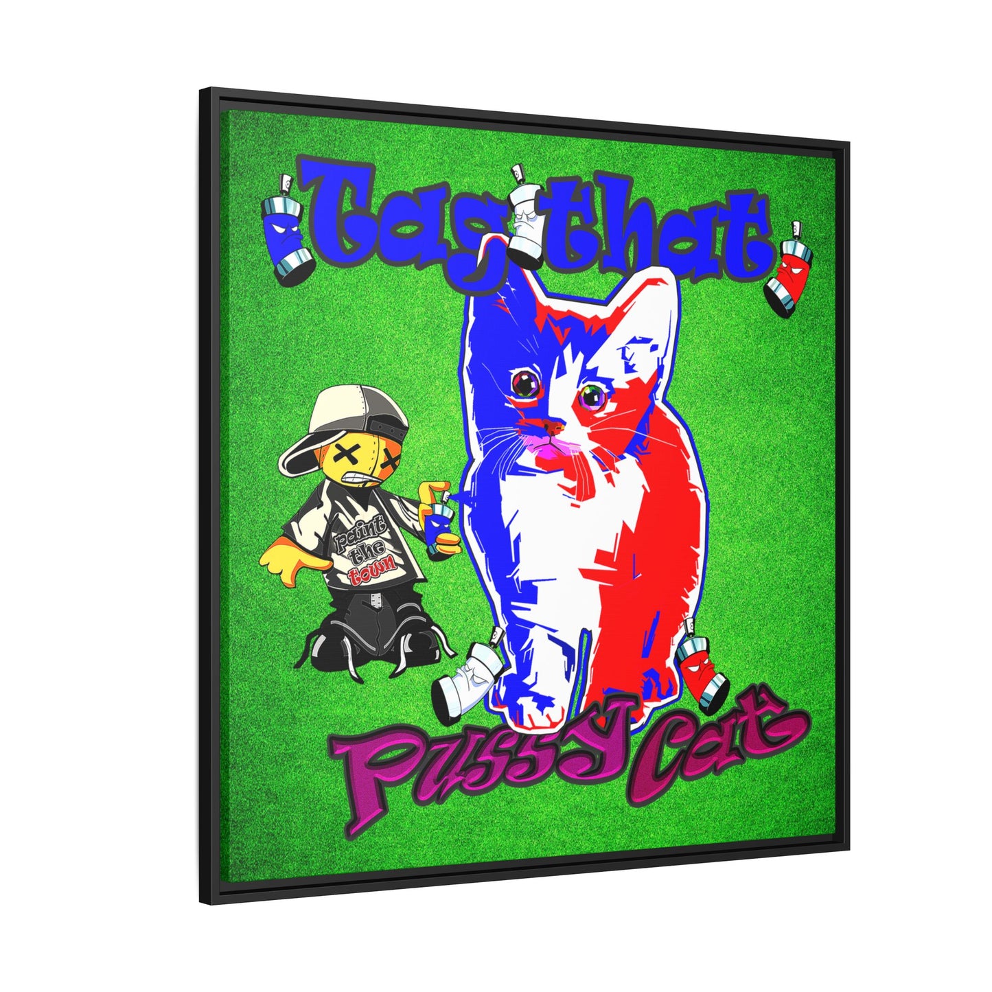 tag that - framed canvas art (green turf)