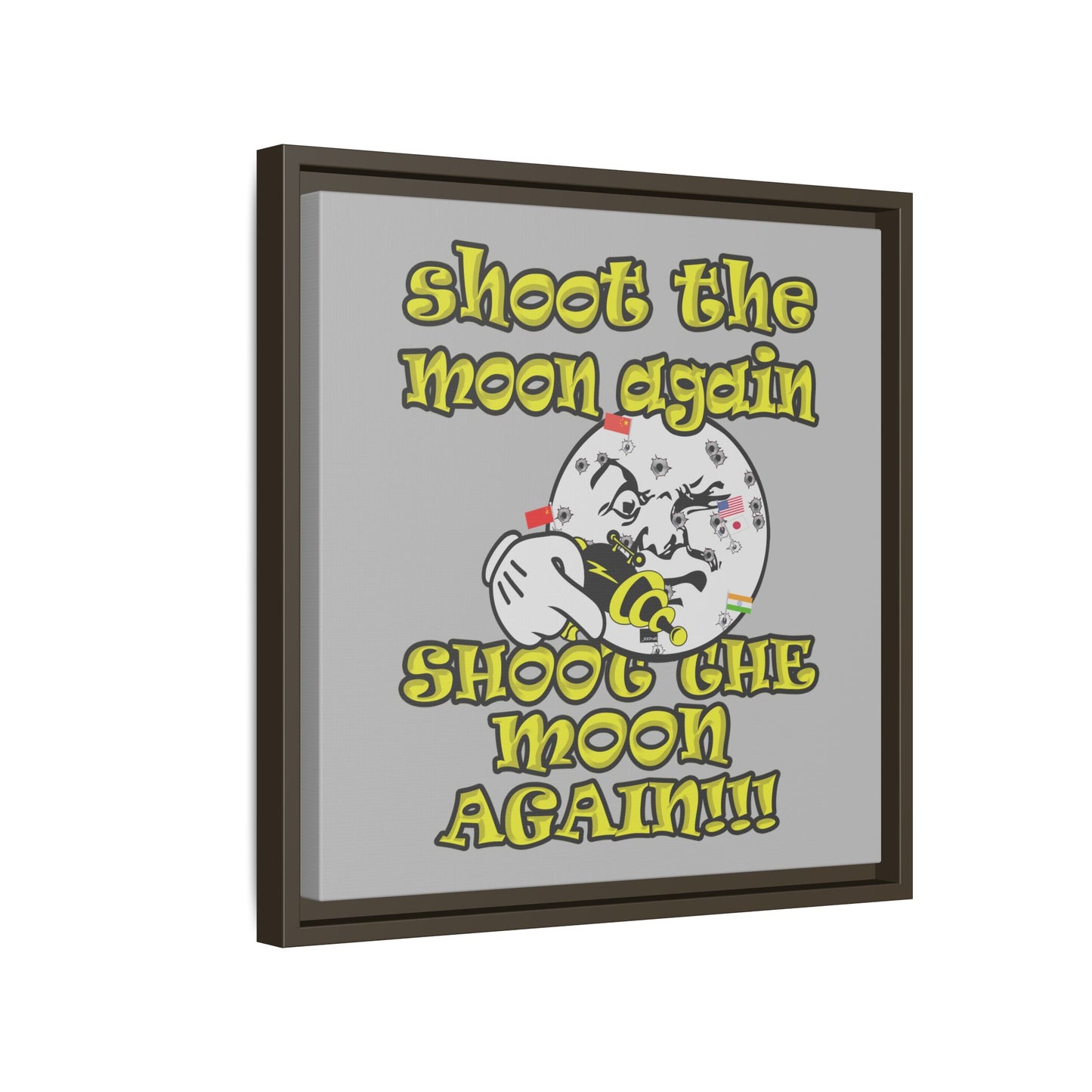 shoot the moon again - framed canvas art (light grey)