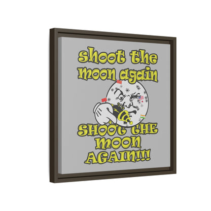 shoot the moon again - framed canvas art (light grey)
