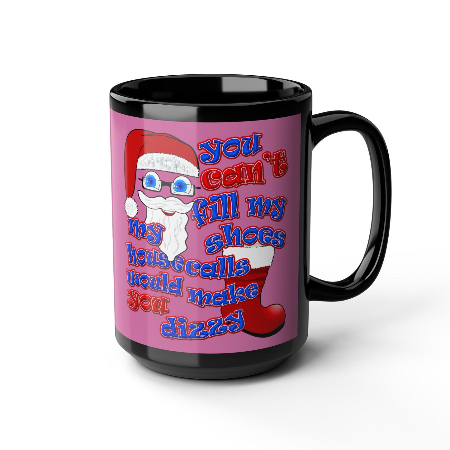 santa's shoes - Black Mug (light pink)