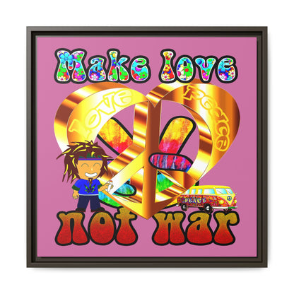 love peace - framed canvas art (light pink)